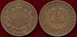 Us Coins - 1871  2c  EXTRA FINE