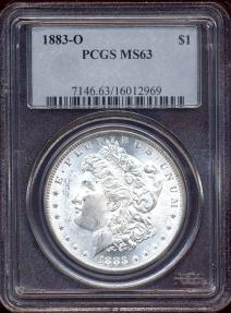 US Coins - 1883-O MORGAN DOLLAR  PCGS MS63    WHITE