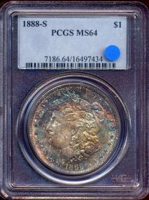 US Coins - 1888-S MORGAN DOLLAR.... PCCGS MS64 ... FANTASTIC TONING!