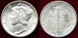 Us Coins - 1937-D MERCURY DIME MS65   WHITE