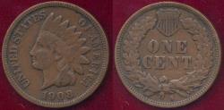 Us Coins - 1908-S INDIAN CENT  VG+