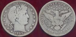 Us Coins - 1905-S BARBER HALF DOLLAR  VG