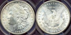 Us Coins - 1921-S MORGAN DOLLAR PCGS MS65..... EXCEPTIONAL SHARP STRIKE .. real GEM