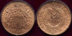 Us Coins - 1864 TWO CENT  PCGS MS64RB .....  OLD Rattler Slab
