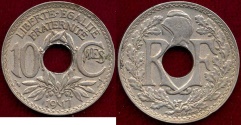 World Coins - FRANCE 1917  10 CENTIMES  XF