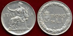 World Coins - ITALY 1928-R .....  1 LIRA