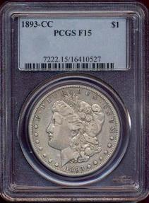 US Coins - 1893-CC MORGAN DOLLAR PCGS F15 ... nice original color ... Undergraded