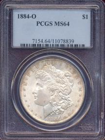 US Coins - 1884-O MORGAN DOLLAR  PCGS MS64  ...undergraded