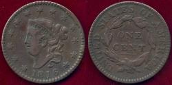 Us Coins - 1816 LARGE CENT VF+