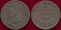Us Coins - 1810 Classic  1/2c ....... EXTRA FINE