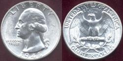 Us Coins - 1945 WASHINGTON QUARTER  MS64   WHITE
