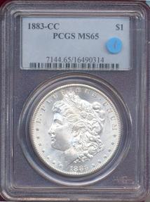 US Coins - 1883-CC MORGAN DOLLAR  PCGS MS65   WHITE