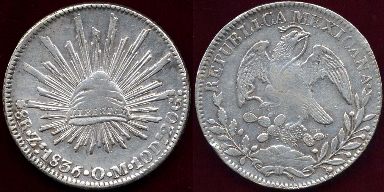 MEXICO 1836 Zs OM 8 Reales XF45 | North & Central American and