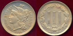 Us Coins - 1865 NICKEL THREE CENT MS62