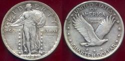 Us Coins - 1921 STANDING LIBERTY QUARTER  AU  (EXCEPTIONAL STRIKE)