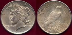 Us Coins - 1921 PEACE DOLLAR  MS62  .... SHARP STRIKE!
