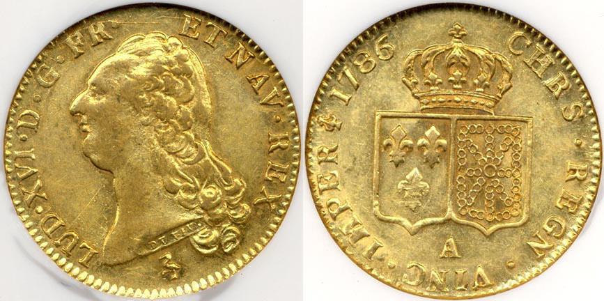 World Coins - FRANCE 1786A GOLD  2L'O  NGC AU55 ... LOUIS XVI