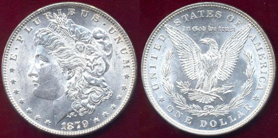 US Coins - 1879 MORGAN DOLLAR MS63+   WHITE