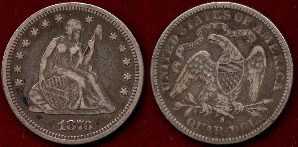 1876-S SEATED QUARTER XF40 | Quarters