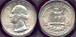 Us Coins - 1945 WASHINGTON QUARTER  PCGS MS65