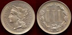 Us Coins - 1868 NICKEL THREE CENT MS64