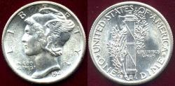 Us Coins - 1943-S MERCURY DIME MS65 FB