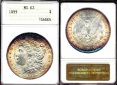 Us Coins - 1899 MORGAN DOLLAR  OLD  ANA  SLAB  MS63.... BEAUTIFUL COLORS