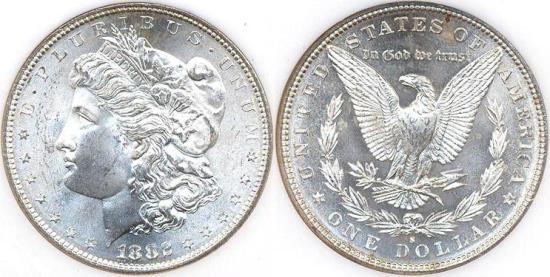 US Coins - 1882-S MORGAN DOLLAR  NGC  MS65... WHITE