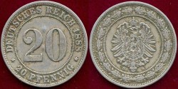 World Coins - GERMANY 1888-D...... 20 PFENNIG  