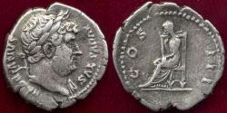 Ancient Coins - HADRIAN 128 AD  DENARIUS... PUDICITIA Seated