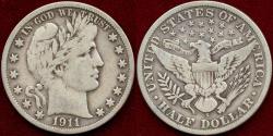 Us Coins - 1911-S BARBER HALF DOLLAR  FINE+