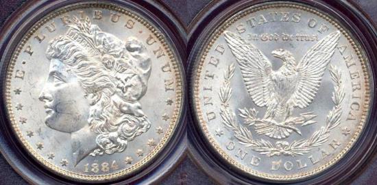 US Coins - 1884 MORGAN DOLLAR   PCGS  MS65   WHITE