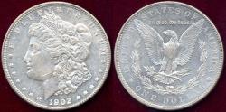 Us Coins - 1902 MORGAN DOLLAR MS63  PROOF LIKE SURFACES