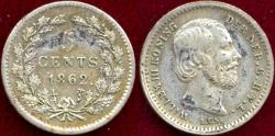 World Coins - NETHERLANDS 1862 Dot after date   5 CENTS