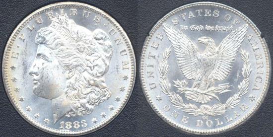 US Coins - 1883-CC MORGAN $1  MS63 WHITE.... GSA HOLDER