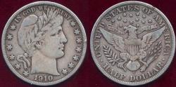 Us Coins - 1910-S BARBER HALF DOLLAR   VF  DETAILS with original color