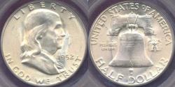 Us Coins - 1952-S FRANKLIN HALF DOLLAR... PCGS MS65   nearly FBL