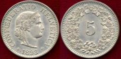 World Coins - SWITZERLAND 1893-B  5 RAPPEN    UNCIRCULATED