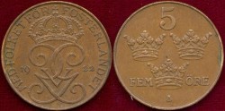World Coins - SWEDEN 1922 .... 5 ORE