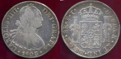 World Coins - MEXICO 1803  Mo FT  8 REALES VF  ... CHARLES IIII