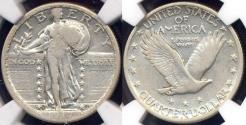 Us Coins - 1917-S TYPE 2  STANDING LIBERTY  25c NGC 25