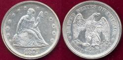 Us Coins - 1875-S TWENTY CENT  BU   White mint luster