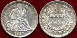 Us Coins - 1837 No Stars Seated  HALF DIME .......  UNCIRCULATED