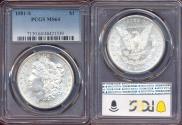 Us Coins - 1881-S MORGAN DOLLAR   PCGS  MS64    WHITE