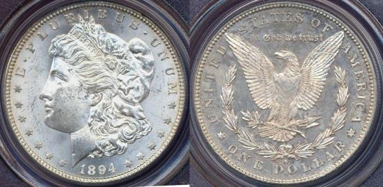 US Coins - 1894-S MORGAN DOLLAR  PCGS MS63