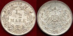 World Coins - GERMANY 1914A ...... 1/2 MARK