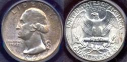 Us Coins - 1946-D WASHINGTON 25c  PCGS MS66  ...  Golden Toning