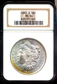 US Coins - 1883-O MORGAN DOLLAR NGC  MS64.... PRETTY COLORS  both Sides