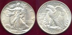 Us Coins - 1944 WALKING LIBERTY HALF DOLLAR  AU55
