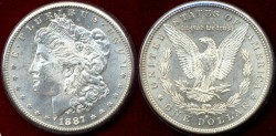Us Coins - 1887-S  Morgan $1 ....   PCGS MS63  CHOICE BU